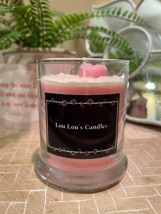 Frosty pink candle